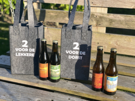 Biertas met 4 speciaalbiertjes "2 voor de dorst, 2 voor de lekkere"