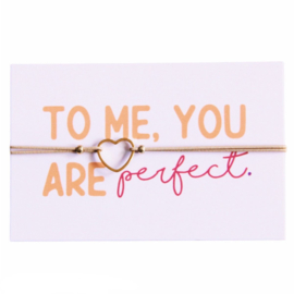 Je bent perfect - armband met hartjes