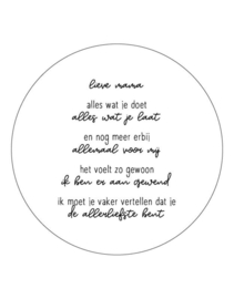 Muurcirkel wit met gedicht 'Lieve mama..'