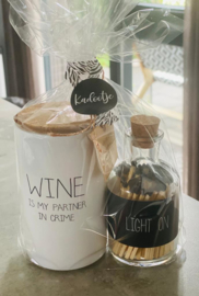 kado idee partner in wine kaars met lucifers