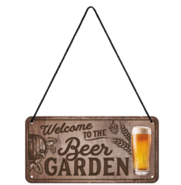 Welcome to the Beer Garden - Metalen hangbord in Reliëf 10 x 20 cm