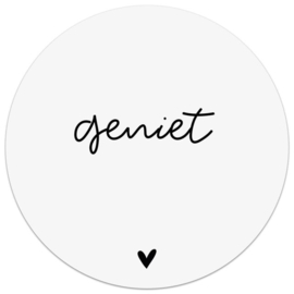 Muurcirkel/tuincirkel wit met tekst 'Geniet' Ø 30 cm