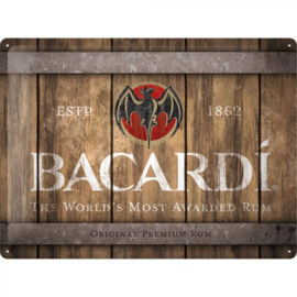 Bacardi - Wood Barrel Logo -Metalen wandbord in Reliëf 30 x 40 cm