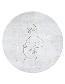 Zoedt- Muurcirkel betonlook met lijntekening zwangere vrouw