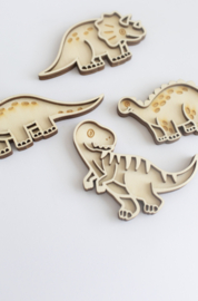 Houten minispeeltrayset - Cartoon Dino's