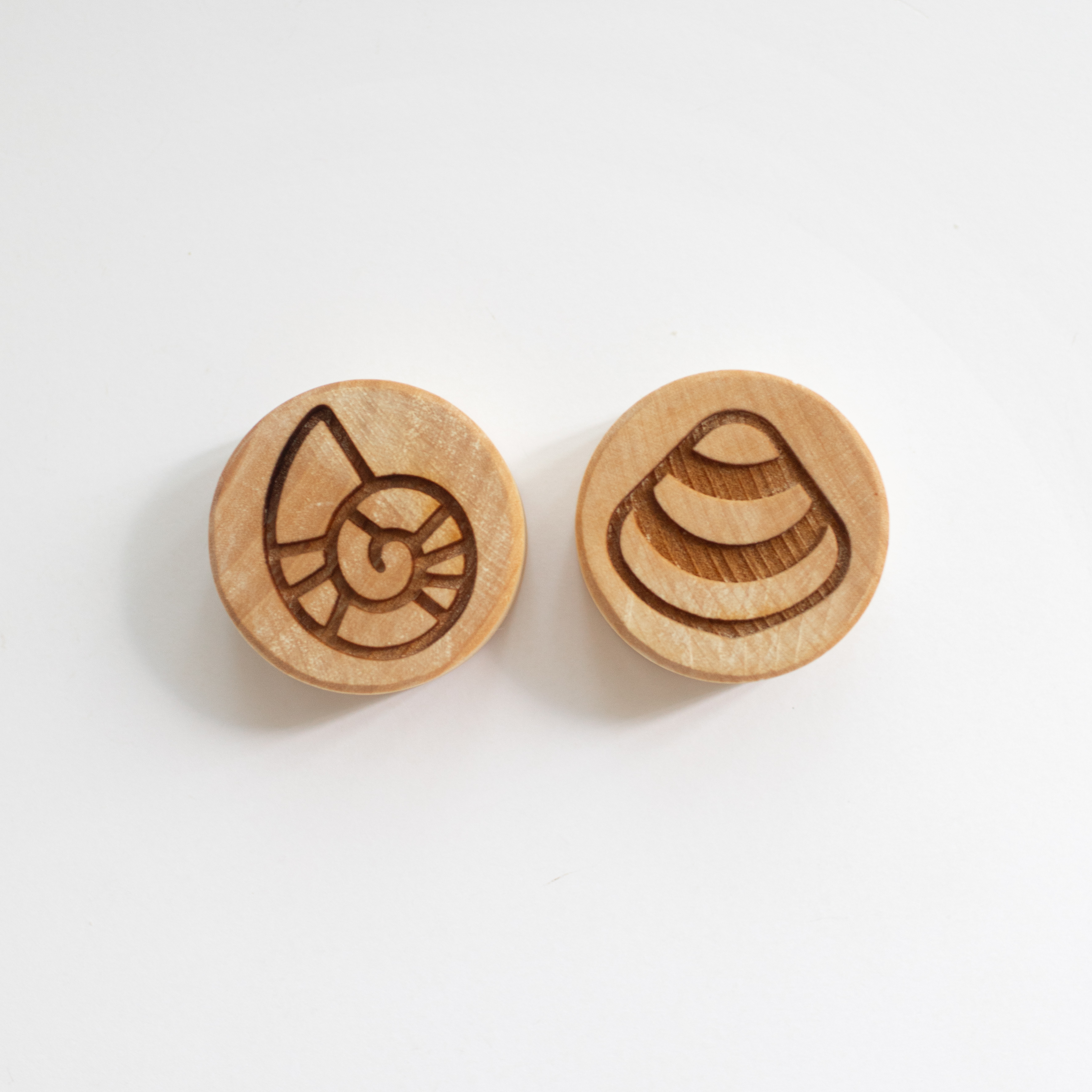 Houten stempelset - Schelpen