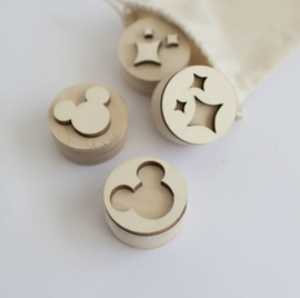 Houten mini Stempelset - Mickey & Sparkles -