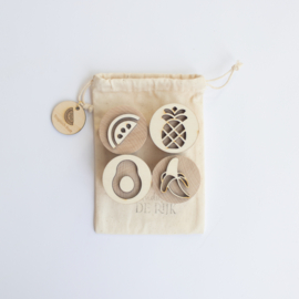 Houten mini stempelset - Tropisch fruit