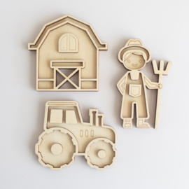 Houten minispeeltrayset -Boerderij basisset