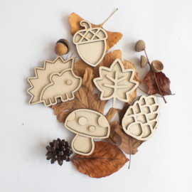Houten minispeeltrayset -De herfst -