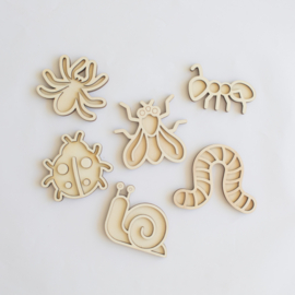 Houten minispeeltrayset - Kriebelbeestjes