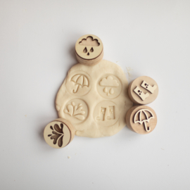 Houten mini stempelset - Het regent, het regent! -