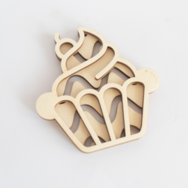 Houten zeefje - Cupcake