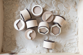 Houten mini stempelset - Geometrische vormen -