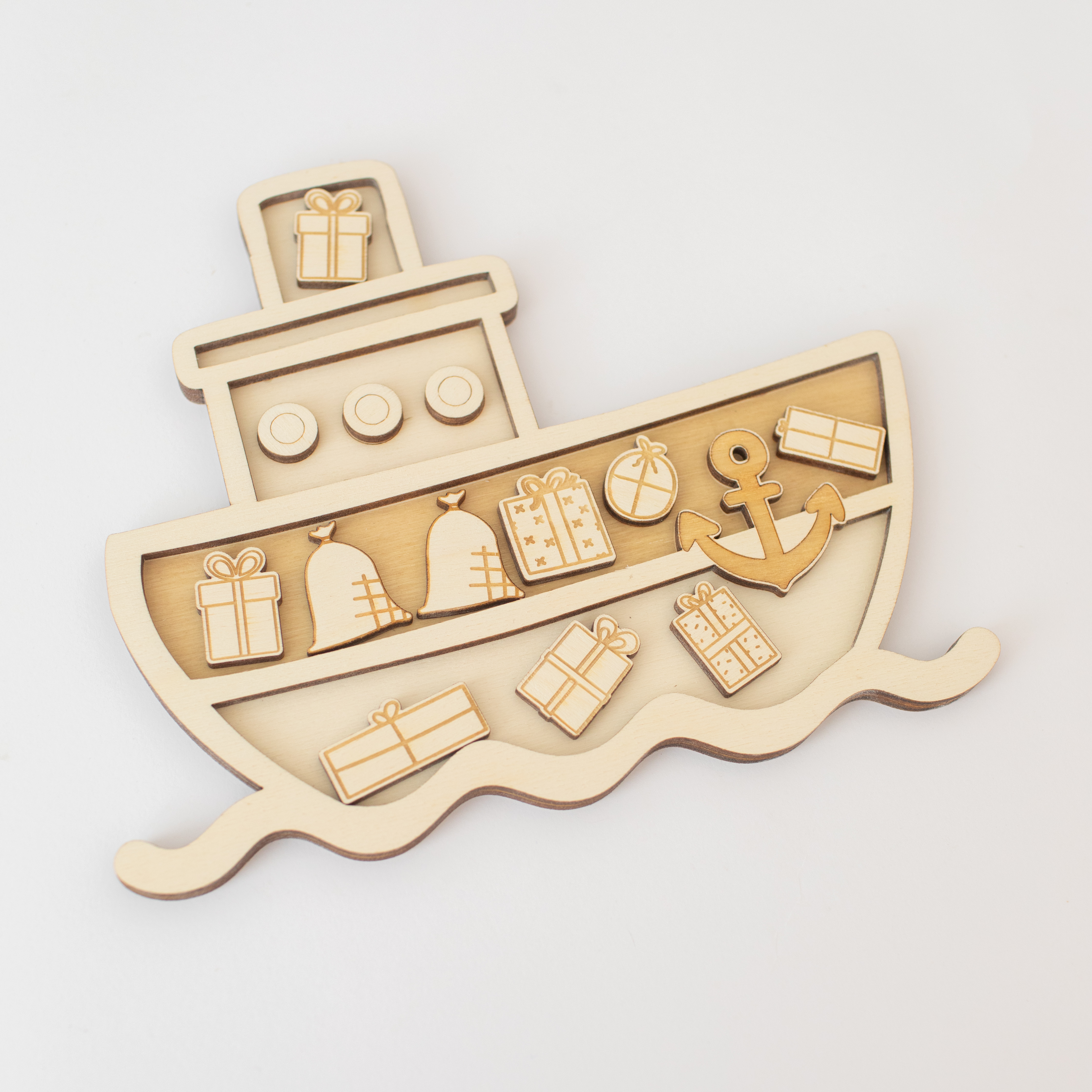 Houten speeltray - De Pakjesboot