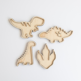 Houten speeltray miniset - Dinosaurussen