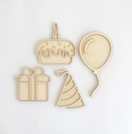 Houten minispeeltray set - Verjaardag! -