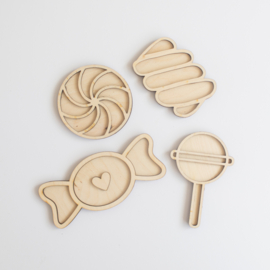 Houten speeltray miniset - Snoepjes