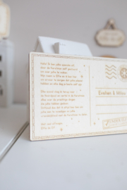 Kaart met persoonlijke welkom tekst