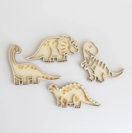 Houten minispeeltrayset - Cartoon Dino's