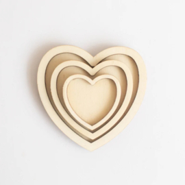 Houten minispeeltrayset - Trio hartjes
