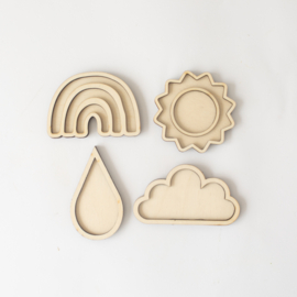 Houten minispeeltray set - Het weer -