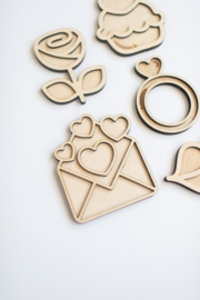 Houten minispeeltrayset - Liefde / Valentijn