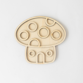 Houten speeltray - Kabouterhuisje  met kabouter -