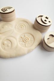 Houten mini stempelset - Het weer  -