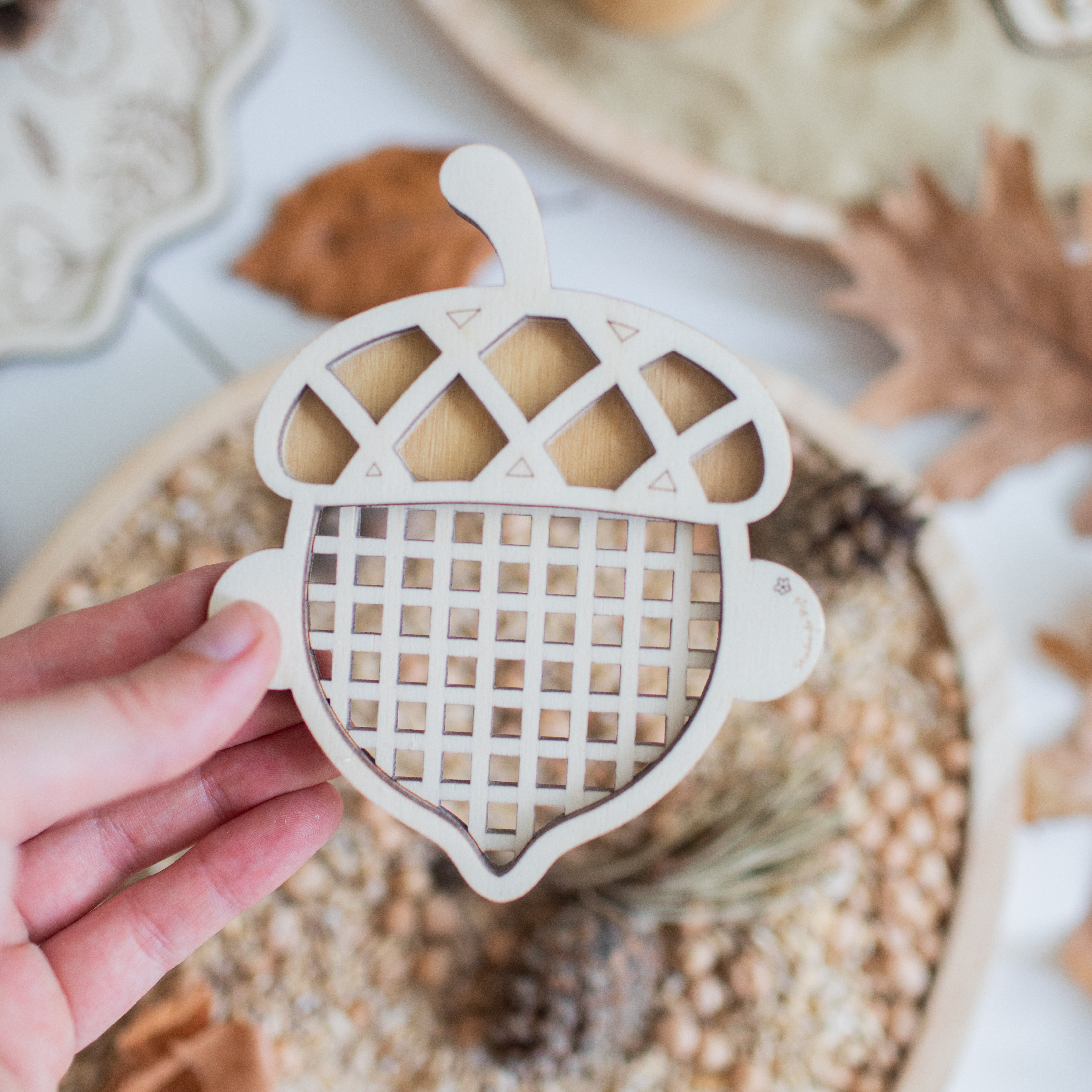 Houten zeefje - Eikeltje