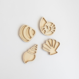 Houten speeltray miniset - Schelpen