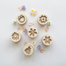 Houten stempelset - Bloemen -