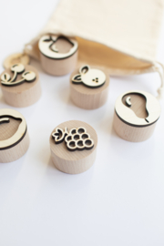 Houten stempelset - Fruit -