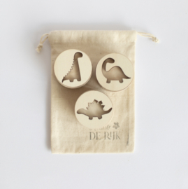 Houten mini stempelset - Dinosaurus -