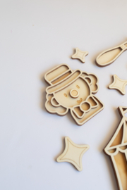 Houten minispeeltrayset - Het circus