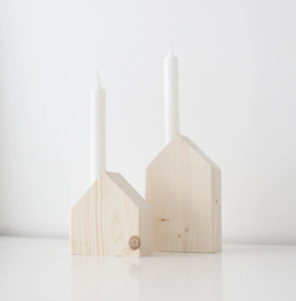 Houten kaarshouder set