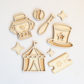 Houten minispeeltrayset - Het circus