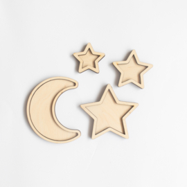 Houten minispeeltray set - de maan & sterren  -
