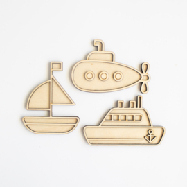 Houten minispeeltrayset - Watervoertuigen