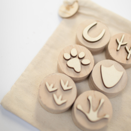Houten stempelset - Dierensporen -