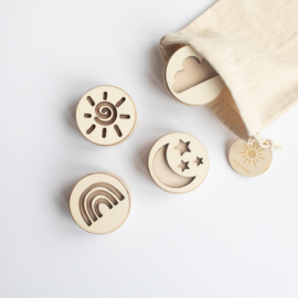 Houten mini stempelset - Het weer  -