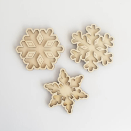 Houten minispeeltrayset - Sneeuwvlokken