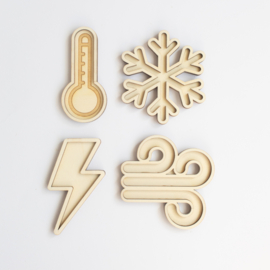 Speeltray miniset - Het weer (Sneeuw, bliksem, wind & Temp.)