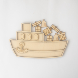 Houten speeltray - De pakjesboot -