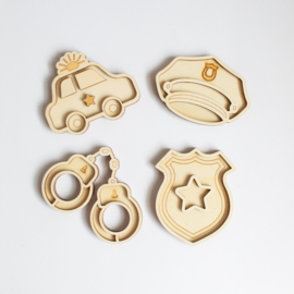 Houten minispeeltrayset - De Politie