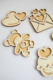 Houten minispeeltrayset - Liefde / Valentijn