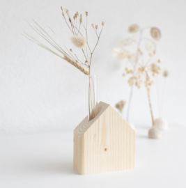 (Droog)bloemen huisje van hout