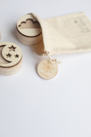 Houten mini stempelset - Het weer  -