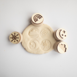Houten mini stempelset - Het weer  -