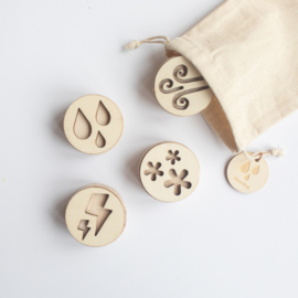 Houten mini stempelset - Neerslag -